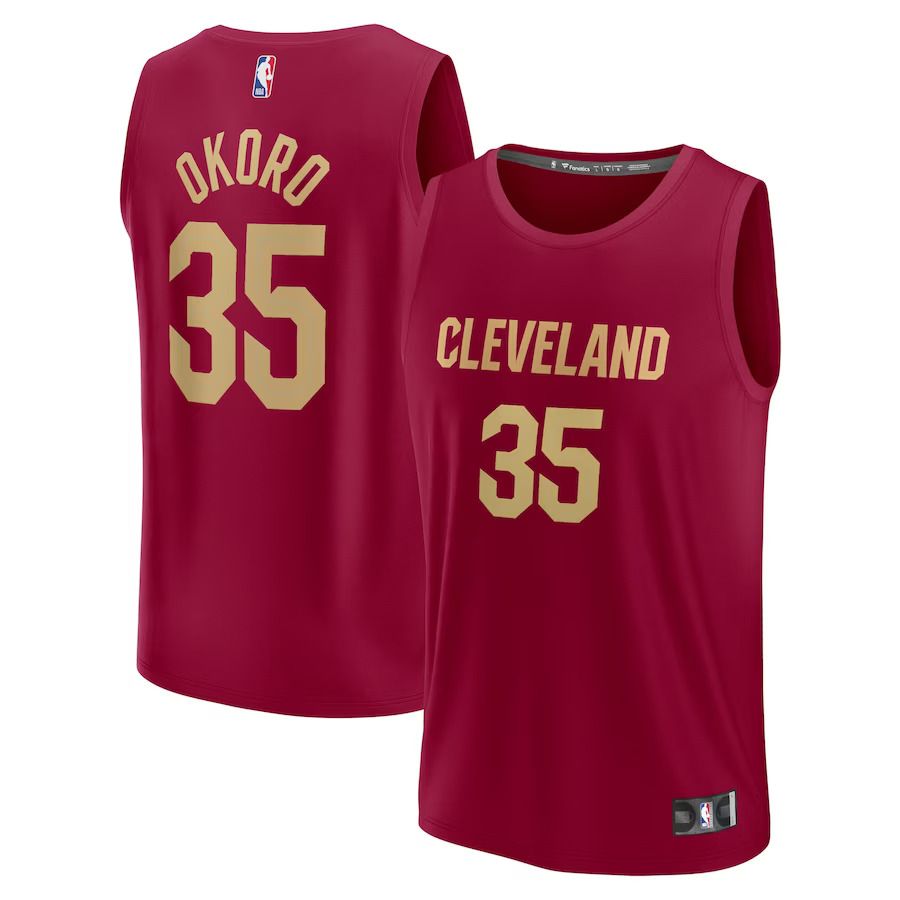 Men Cleveland Cavaliers #35 Isaac Okoro Fanatics Branded Wine 2022-23 Fast Break Replica NBA Jersey->customized nba jersey->Custom Jersey